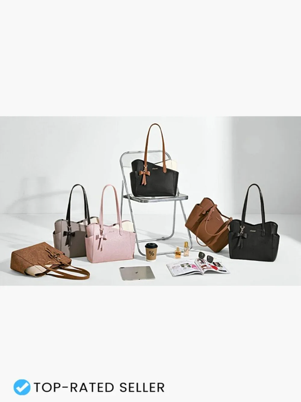 Structured Small Tote Purse for Women Satchel Shoulder Bag with Detachable
